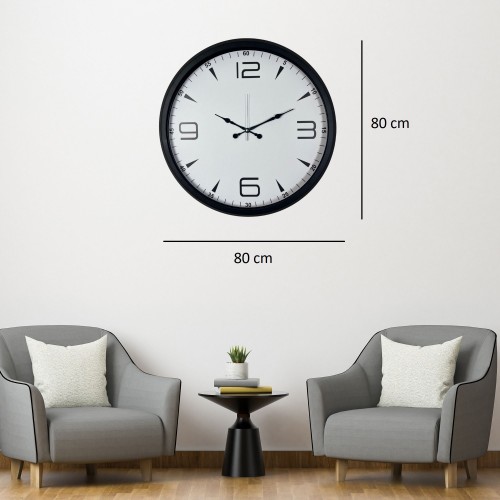 Siyah Prime Büyük Boy 80 cm Metal Duvar Saati