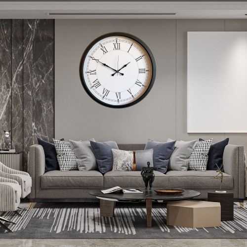 Siyah Elegance Büyük Boy 80 cm Metal Duvar Saati
