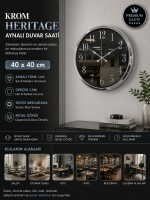Krom Heritage Aynalı 40 x 40 cm Duvar Saati