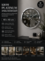 Krom Platinum Aynalı 40 x 40 cm Duvar Saati