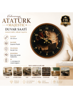 Kahverengi Atatürk Majestic 36 x 36 cm Duvar Saati