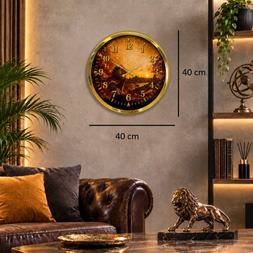 Altın Zafer Taraftar Temalı 40 x 40 Cm Metal Duvar Saati