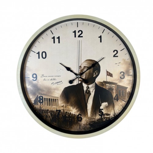 Atatürk Nostalji Krem 36 x 36 Cm Duvar Saati