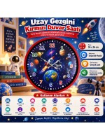 Uzay Gezgini 36 x 36 Cm Kırmızı Çocuk Duvar Saati