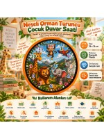 Neşeli Orman Turuncu 36 x 36 Cm Çocuk Duvar Saati